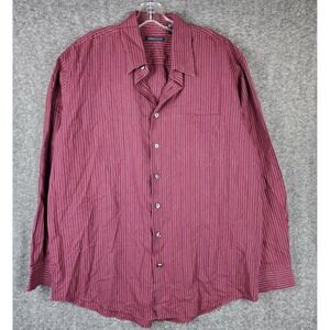 Van Heusen Studio Button Down Mens XLT Burgundy Striped Long Sleeve Shirt
